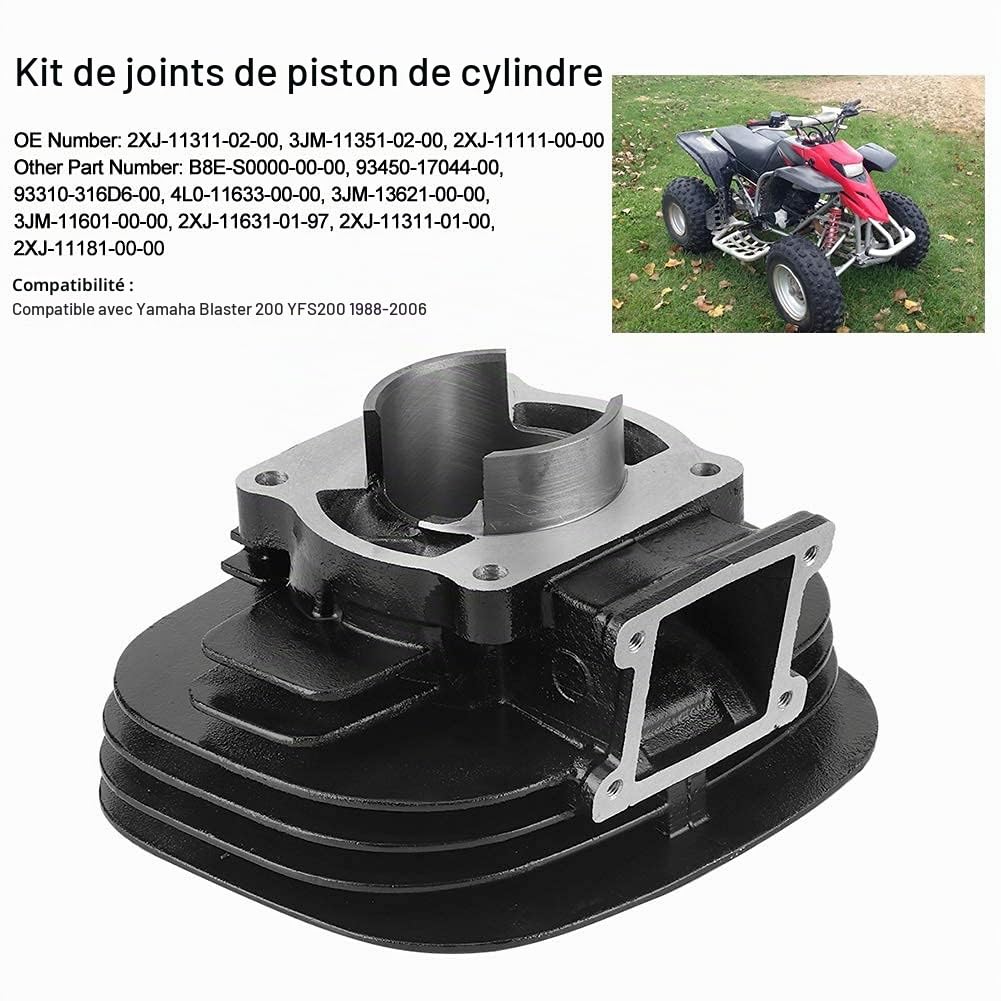 Kit De Cylindre Et Piston pour Yfs200 1988-2006, Kit De Moteur Supérieur en Fer avec Joints Segments Et Bougie, Remplacement OEM 2Xj-11311-02-00