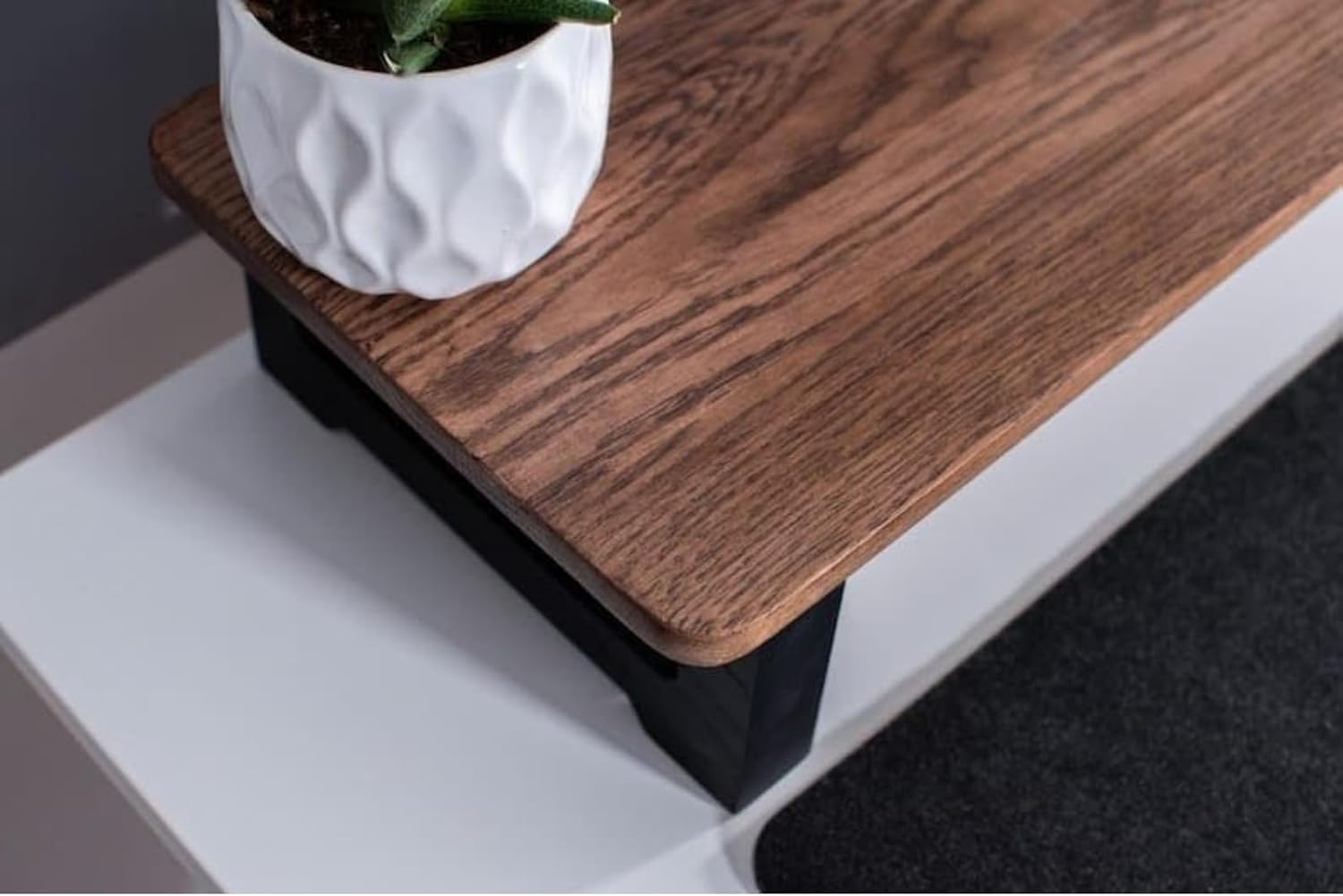 Store Wooden Monitor Stand with Storage Organizer for Desk, Tables, Office, Home, Studio, Study Table | Desktop Ergonomic Monitor Stand Riser (80cm, Black Legs)