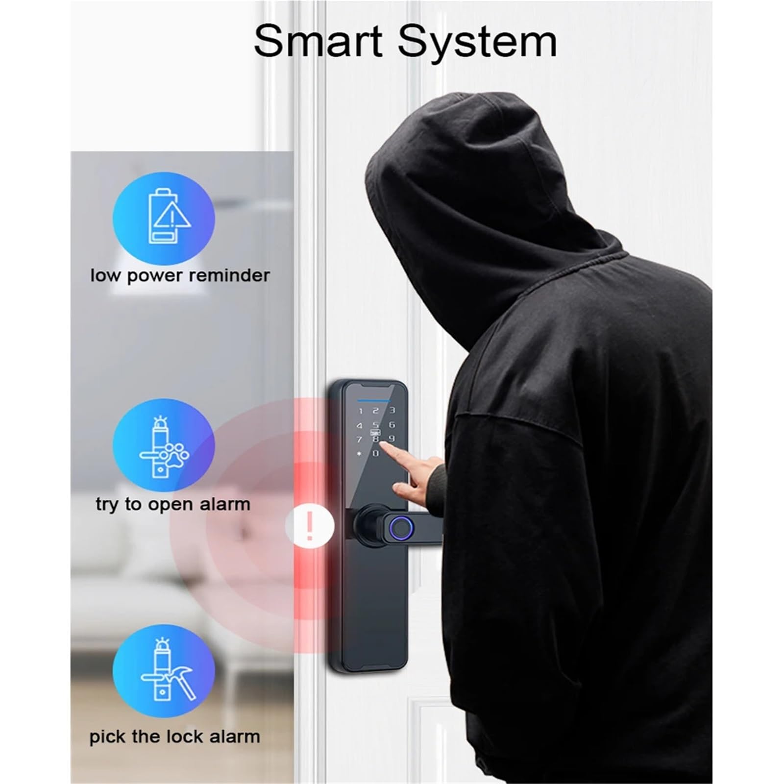 Elektroniczny cyfrowy inteligentny zamek do drzwi Biometryczne hasło odcisków palców Zdalne odblokowanie Keyless Blokada mieszkania biurowego, Łatwa instalacja samodzielnie(Single tongue)