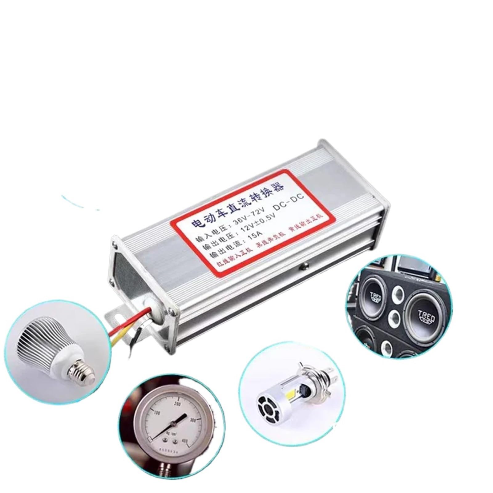 sujeniir EV Converter DC Transformer 36V-72V to 12V Universal 25A DC-DC Converter