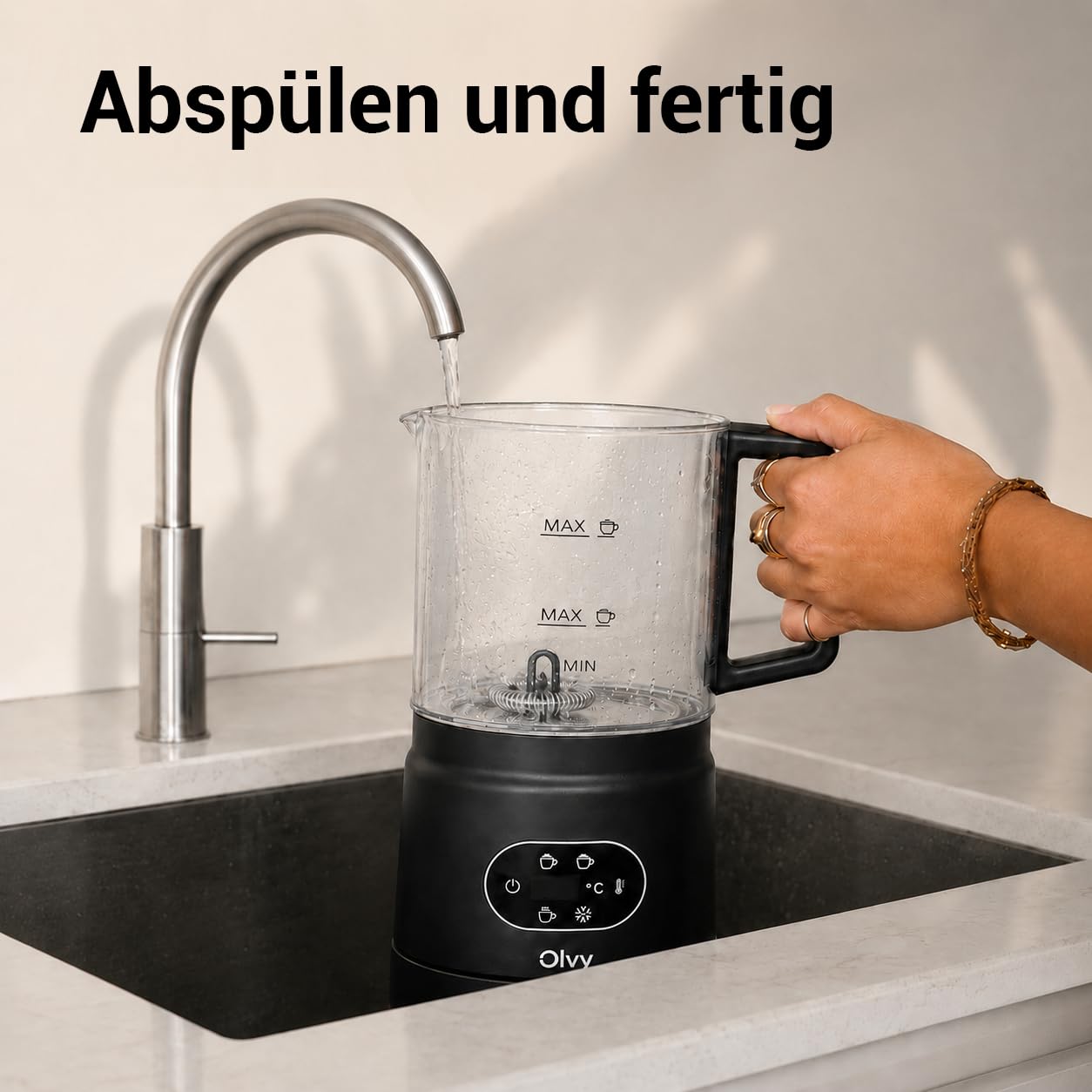 Olvy Milchaufschäumer Elektrisch | Milchschaumgerät für Barista Qualität