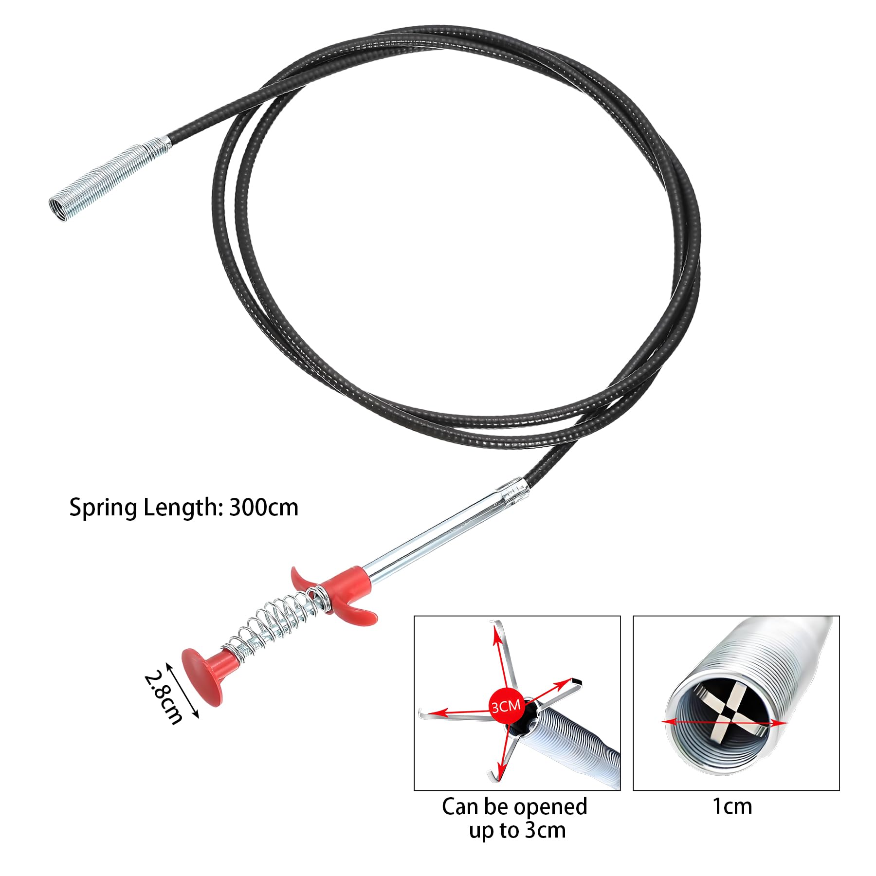 Sonda Sturatubi [3 M], Sonda Sturatubi Professionale, Spirale Per Pulizia Scarichi, Spirale Di Pulizia Dei Tubi, Per La Pulizia Di Lavandini E Tubature Della Cucina