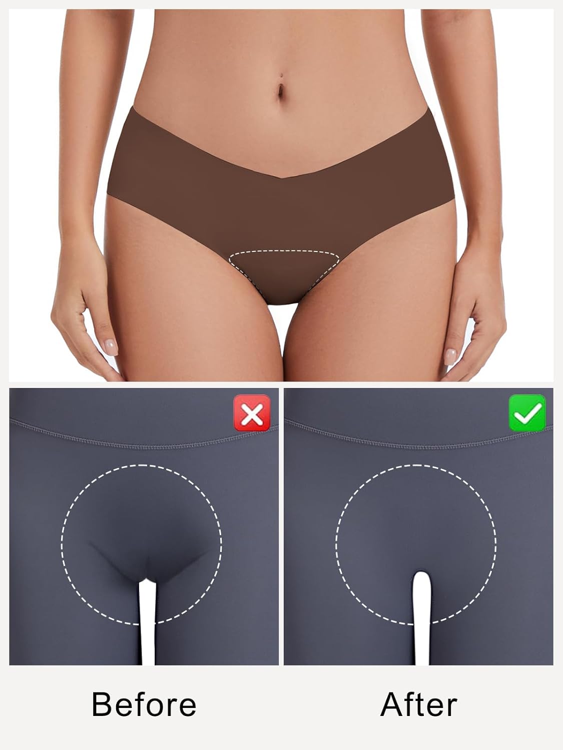 Camel Toe Concealer Underwear for Women V Waist Cameltoe Proof No Show Panties Seamless Workout Underwear - Image 3