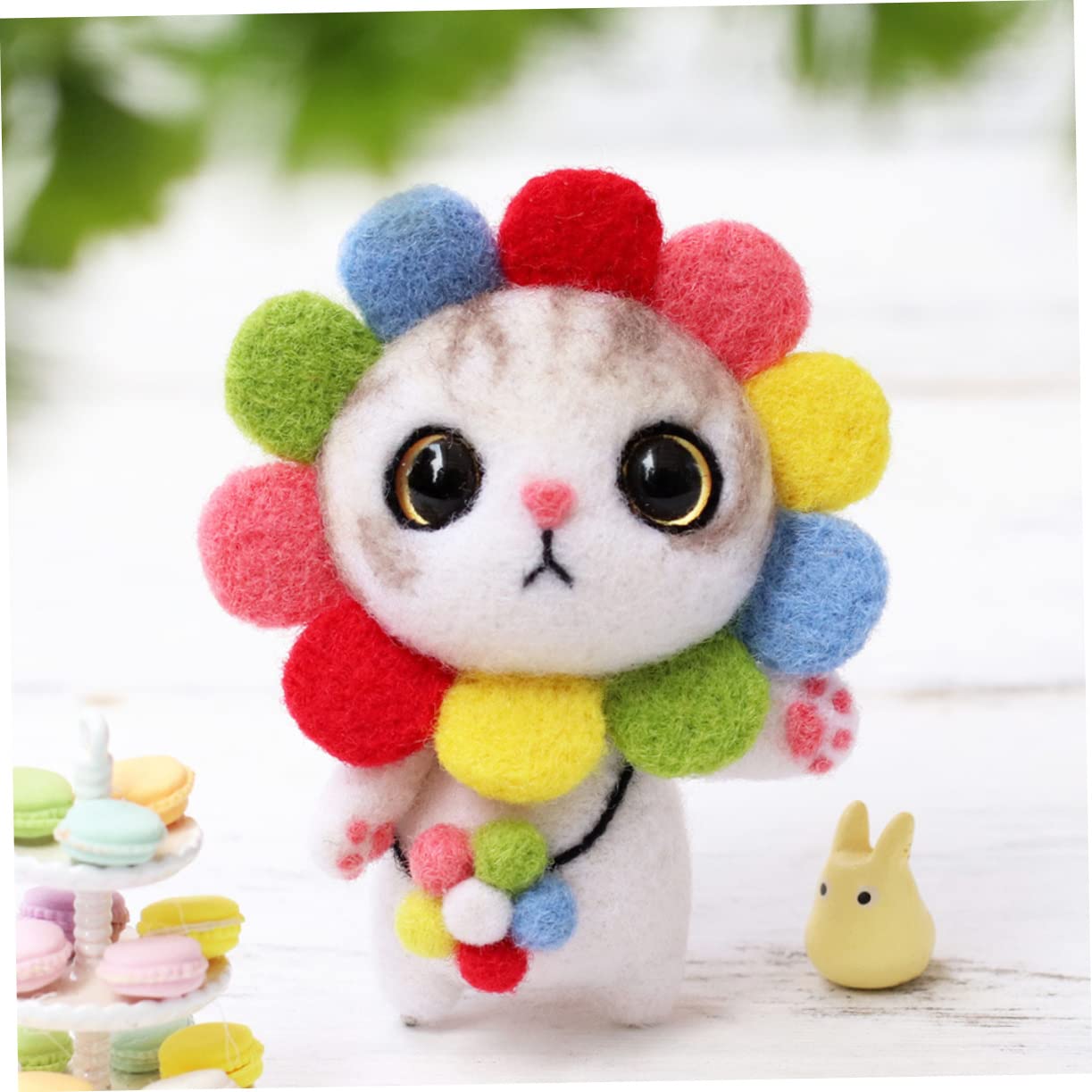 NUOBESTY 6juegos Kit De Fieltro Para Principiantes Instrucciones Inglés De Felting De Animales Gato Arcoíris y Gato Materiales Completos Para Manualidades Creativas
