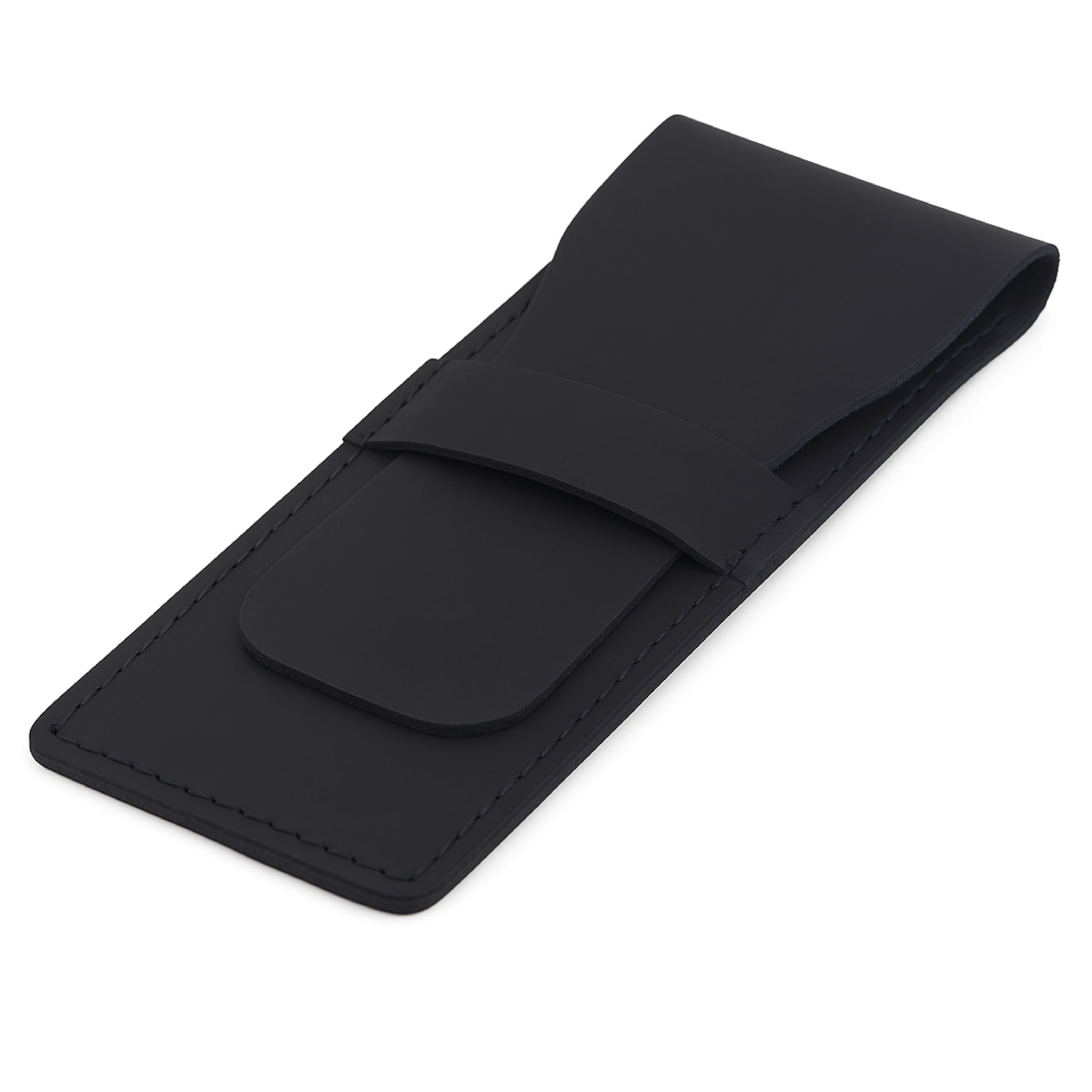 TheAntiq Leather Pen Case, Pen Protector for Fountain Pens, Pen Holder, Pencil Case, Genuine 2 Pen Case, Black Leather Case for Fountain, Ballpoint & Rollerball Pens, Travel Organizer (2 Pens, Black)