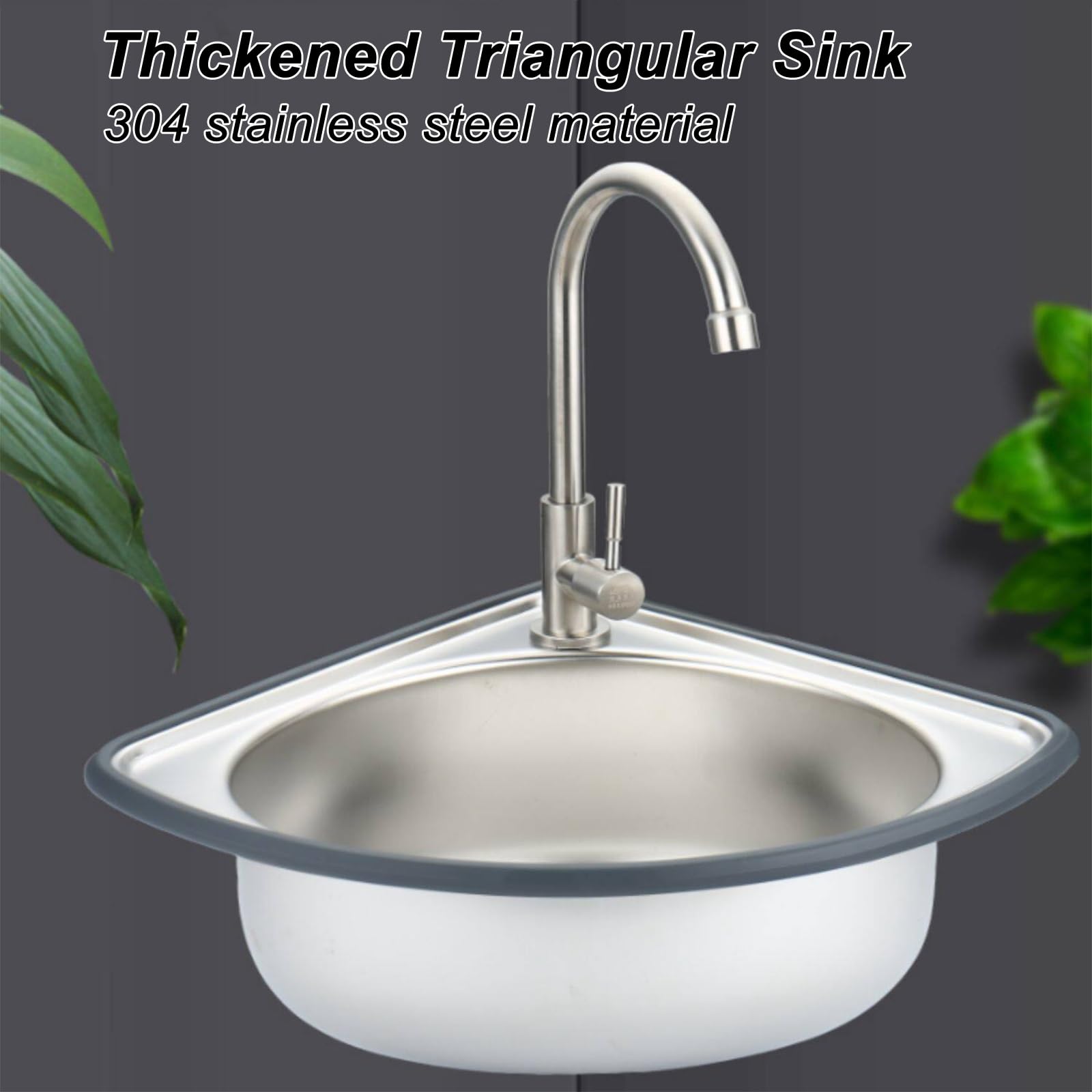 Triangular Fregadero Camper con Grifo, Fregadero Cocina de Acero Inoxidable 304, Juego Completo de Accesorios para Caravanas y Yates