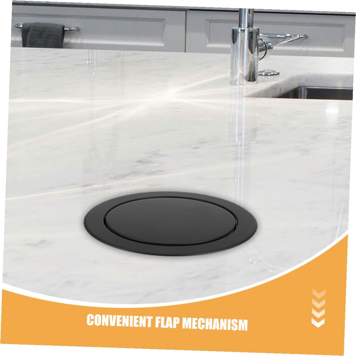 Veemoon Recessed Trash Can Lid 2pcs Stainless Steel Swing Flap Cover round Countertop Garbage Bin Lid for Kitchen Bathroom Office Embedded Waste Chute