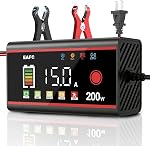 200W 15Amp Car Battery Charger, 12V Smart Battery Fast Charger for Car/Truck/Motorcycle Gel, AGM, Wet, SLA, EFB, LiFePO4, etc. with Pulse Repair Mode,Short-Circuit Protection, LCD Color Display
