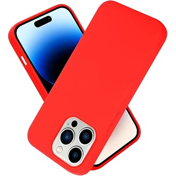 Cadorabo Case Compatible with Apple iPhone 14 Pro Silicone Mobile Phone Case for iPhone 14 Pro Liquid Silicone Scratch-Resistant and Shockproof Thin TPU Protective Case Liquid Red