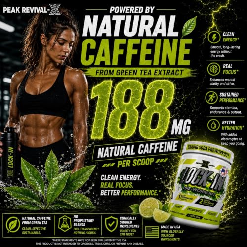 Image of Lock-In Pre Workout Powder with Baking Soda, Lemon Lime Flavor, 30 Servings