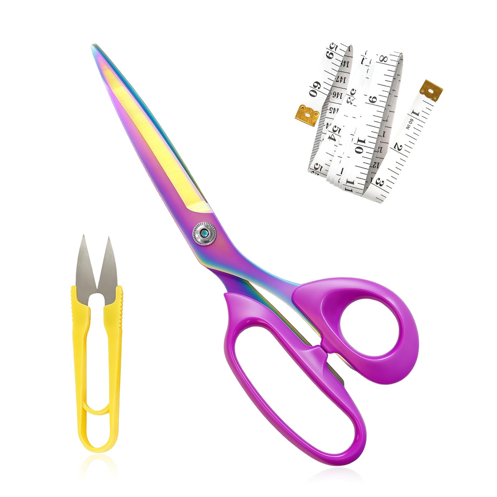 Flintronic Fabric Scissors Set, 10.2 inch Dressmaking Scissors Sharp Heavy Duty, Professional Stainless Steel Sewing Scissors for Sewing & Tailoring Fabrics, Clothes, Leather, Material(Pink)