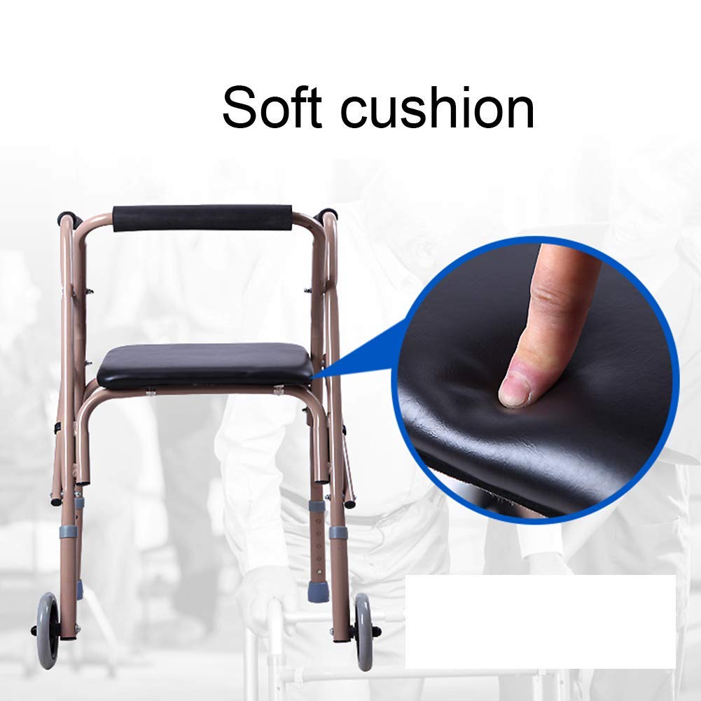 Rollator con asiento plegable de 4 ruedas, ayuda para caminar con movilidad plegable, asiento ajustable en altura para ancianos, 4 ruedas