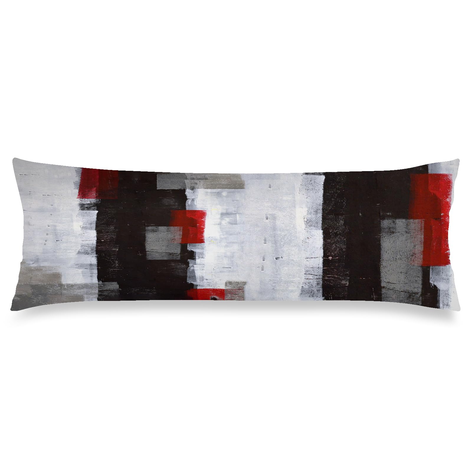 Red Black and Grey Body Pillow Cover Black White Gray Abstract Art Painting Long Pillow Case with Zipper Decorative Bedding Pillowcase Modern Pillow