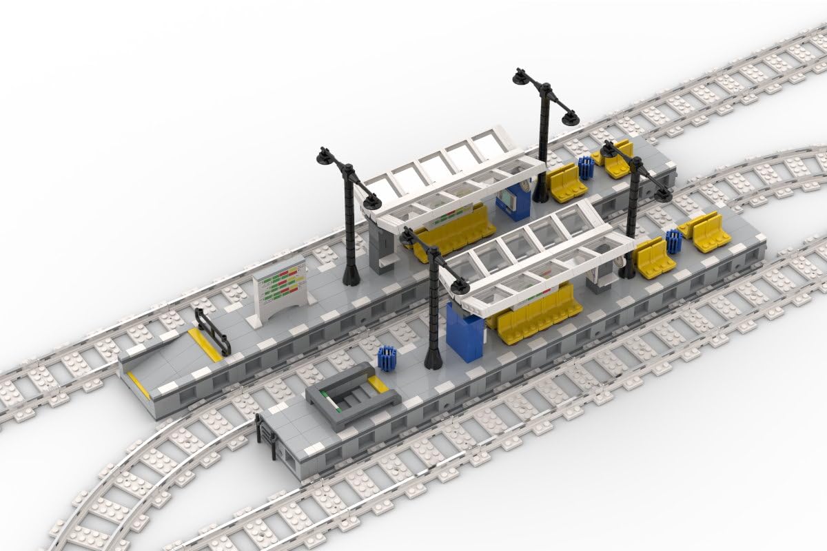 Plateforme modulaire moderne - 1 047 blocs de serrage - 106 cm de long - 8 modules combinables de manière flexible - avec des briques imprimées - Compatible avec les systèmes de blocs de
