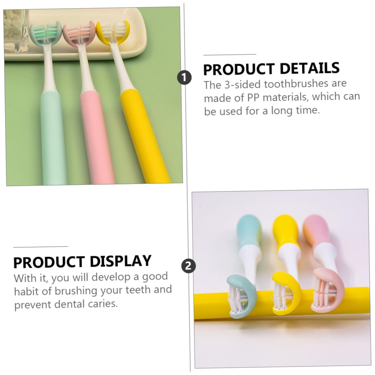 Beaupretty Spazzolino da Denti senza Angoli Morti per Adulti a 3 Lati Setole Morbide Pulizia Profonda Design Avvolgente in Pp per Cura Orale e Prevenzione Carie