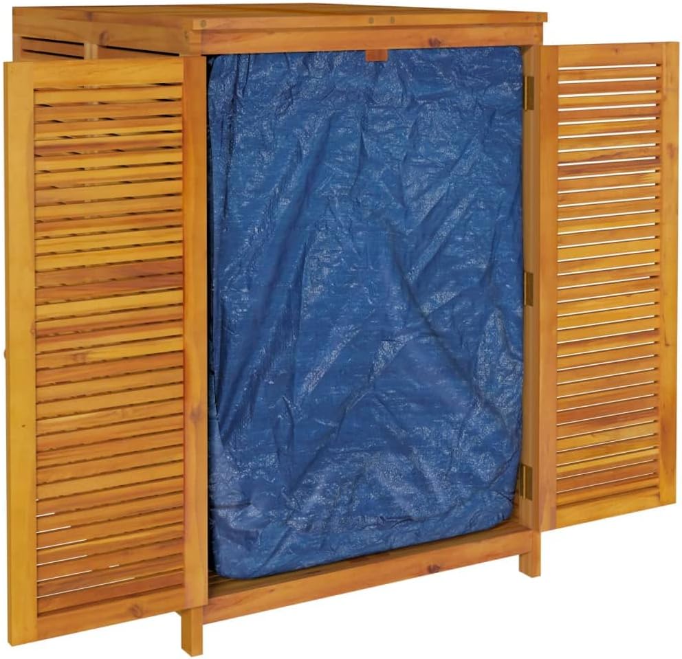 Patio Storage Box 27.6"x34.3"x40.9" Solid Wood Acacia,Acacia Wood Patio Storage Box Weather Resistant Organizer for Outdoor Cushions, Pillows, and Blankets Storage Boxes, Patio Furniture