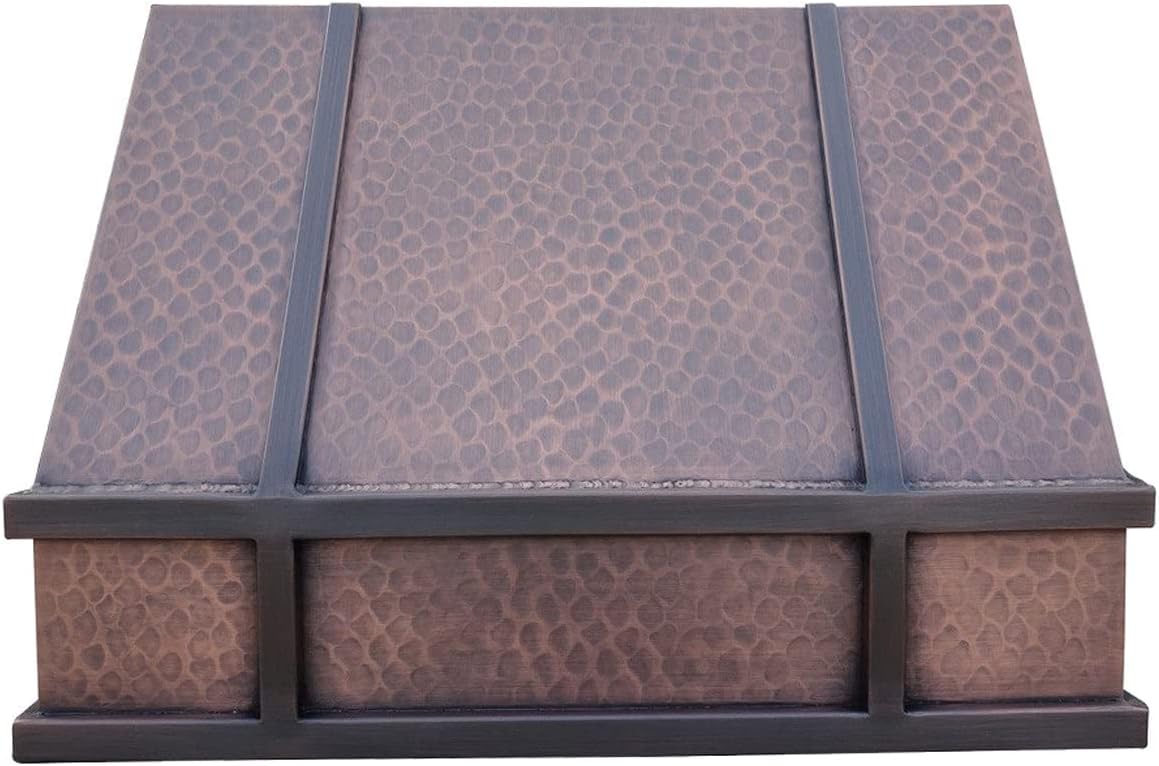 SINDA Copper Oven Hood Cover with High CFM Commercial Grade Range Hood Insert, Includes Fan Motor, Blower Box, Baffle Filter, with Beehive-Natural CopperH11BNI3036