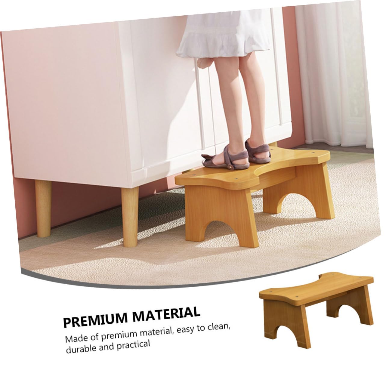 Toilettensitz Trittschemel mit Starker Tragfähigkeit und Platzsparendem Design Stabiler Fußhocker fürs Badezimmer für Kinder und Ganze Familie