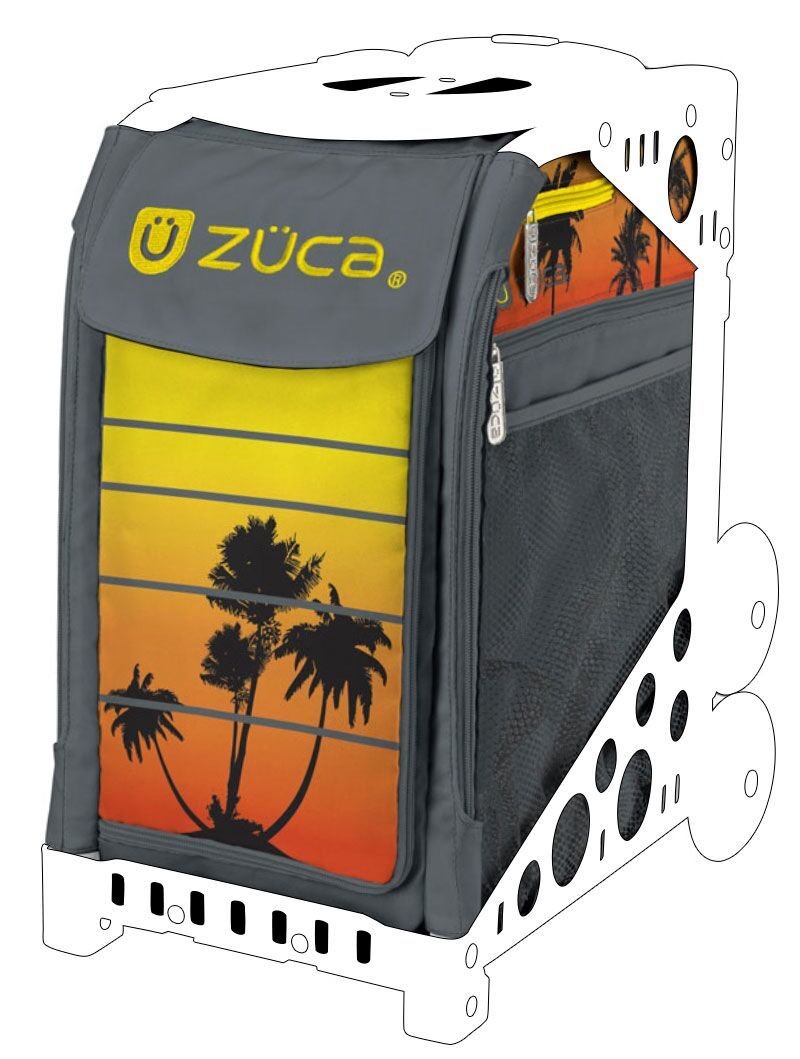 Zuca Palm Island Tropical Sunset Sport Bag and Purple Frame with Flashing Wheels
