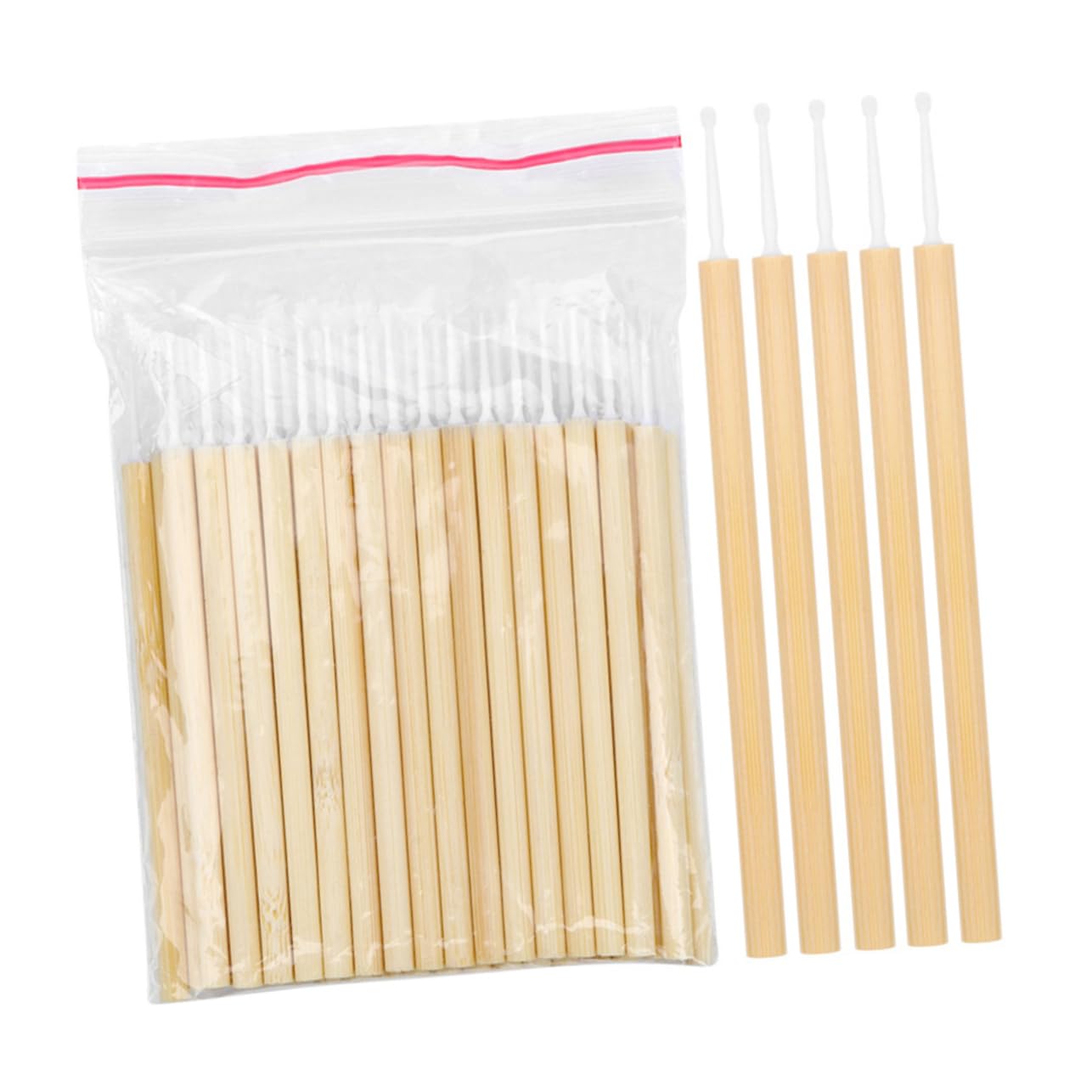 IWOWHERO 50pcs Bamboo Eyelash Grafting Brush Eyelash Cleaning Sticks Eye Makeup Tool