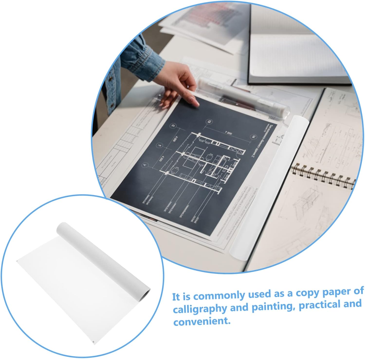 DOITOOL 1Roll Artists Tracing Paper Semi Transparent Drawing Paper for Sketching Art Calligraphy Durable and Strong Tracing Tool for DIY Crafts and Copying