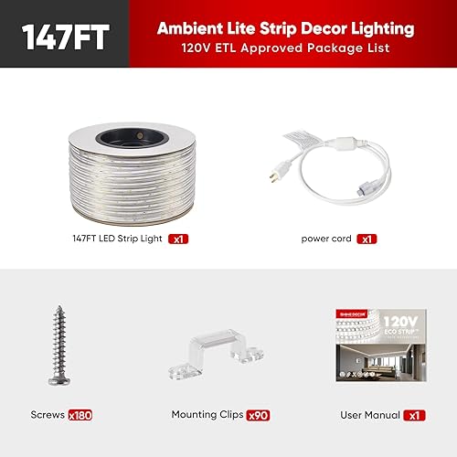 Miniatura 2 de Shine Decor Tira de luces LED de 108 W de bajo consumo, resistente al frío, IP65, impermeable, para exteriores, 120 VAC, tira de iluminación para