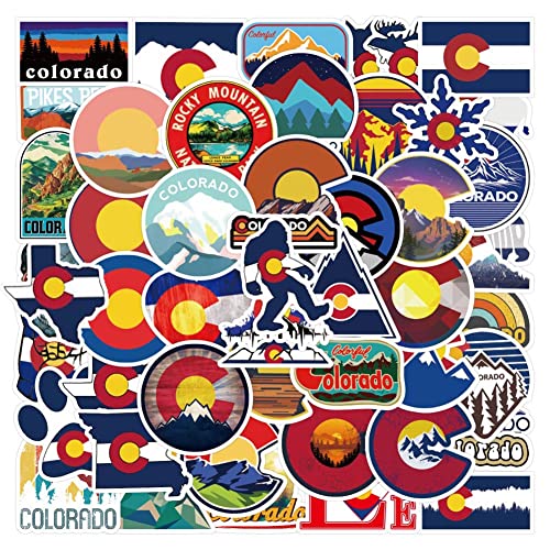 Love Colorado Stickers |50Pcs Colorado Waterproof Vinyl Decals for Water Bottles Bicycle Laptop Refrigerator Luggage Computer Mobile Phone Skateboard Bike Décor