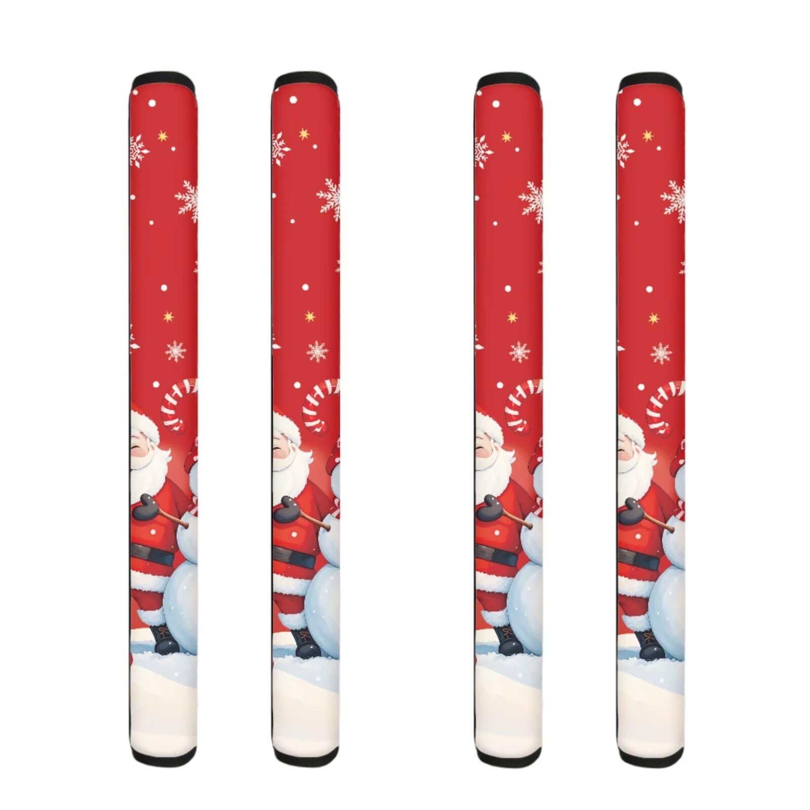 2 Pair Santa Claus Snowman Refrigerator Door Handle Covers