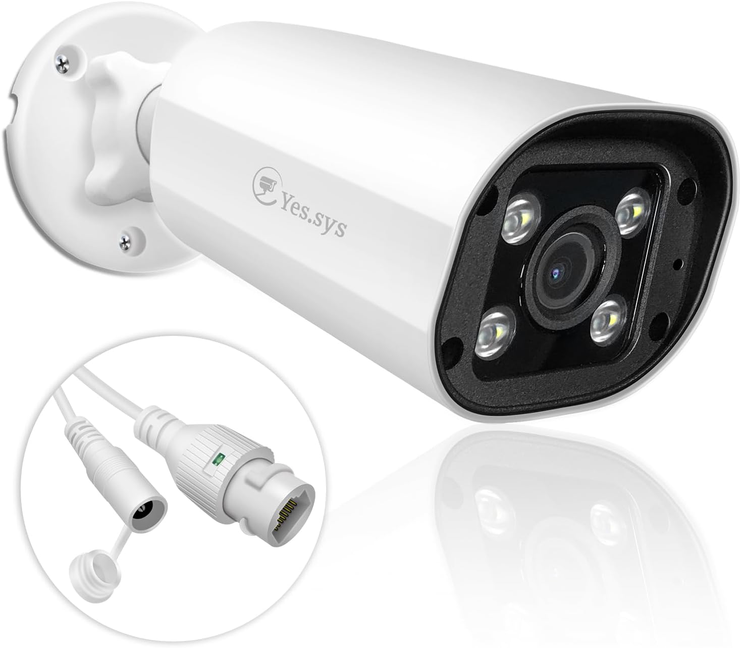 4MP 2.8mm Large Angle Lens 1440P IP Bullet Safety Digital camera Shade Evening Imaginative and prescient PoE with Microphone(Audio), 24/7 Full Time Good Twin Gentle LED, Weatherproof IP66 Suitable with NVR/RTSP, White
