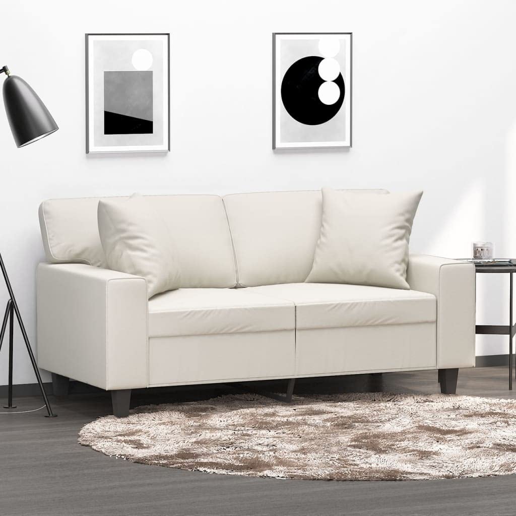 Poduszka ozdobna 2 szt. kremowa 40 x 40 cm sztuczna skóra z bawełną PP, poduszka dekoracyjna na sofę, kanapę, fotel, łóżko, taras, łatwa w utrzymaniu i odporna na odkształcenia