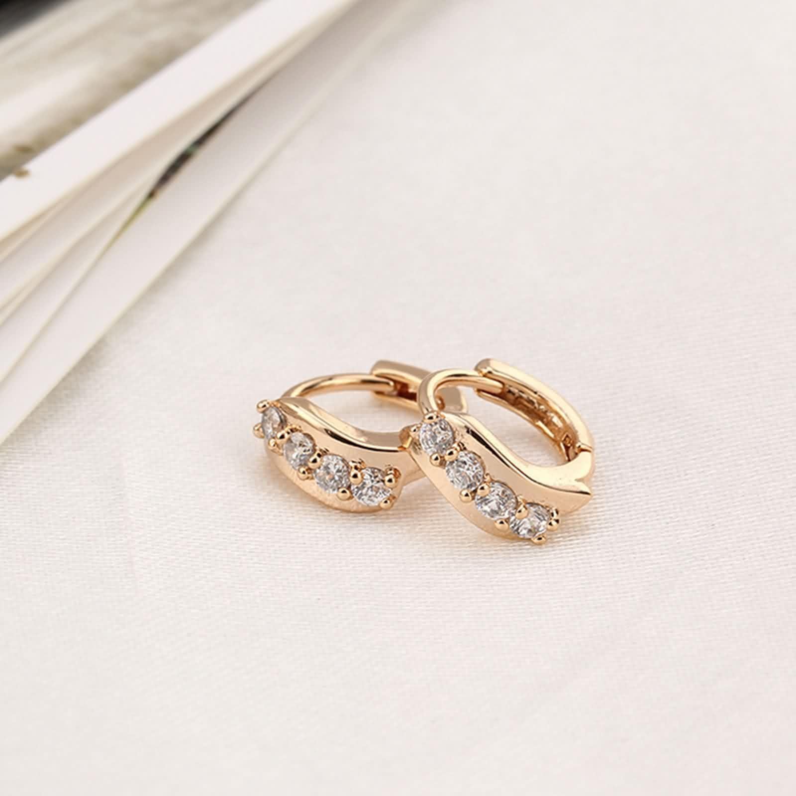 AMDXD Au585 - Pendientes de aro para mujer con moissanita, oro de 14 quilates, joyas pequeñas de oro real