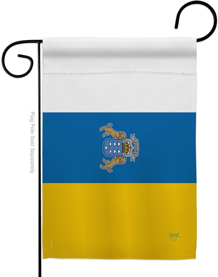 Canary Islands Burlap Garden Flag Set Wall Holder Regional Nationality Nation International World Country Particular Area Small Decorative Gift Yard House Banner Double-Sided Made In USA 13 X 18.5