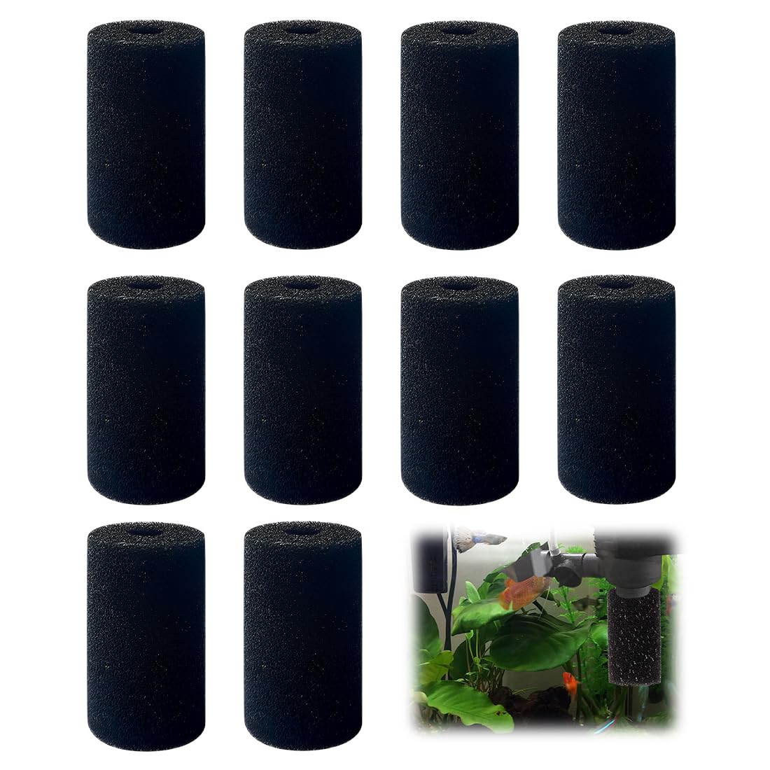 10 Pezzi Spugna Prefiltro Per Acquario Spugna Filtro Copertura Protettiva Spugna Per Pesci Piccoli Gamberetti Acquario Nero Ca. 6C