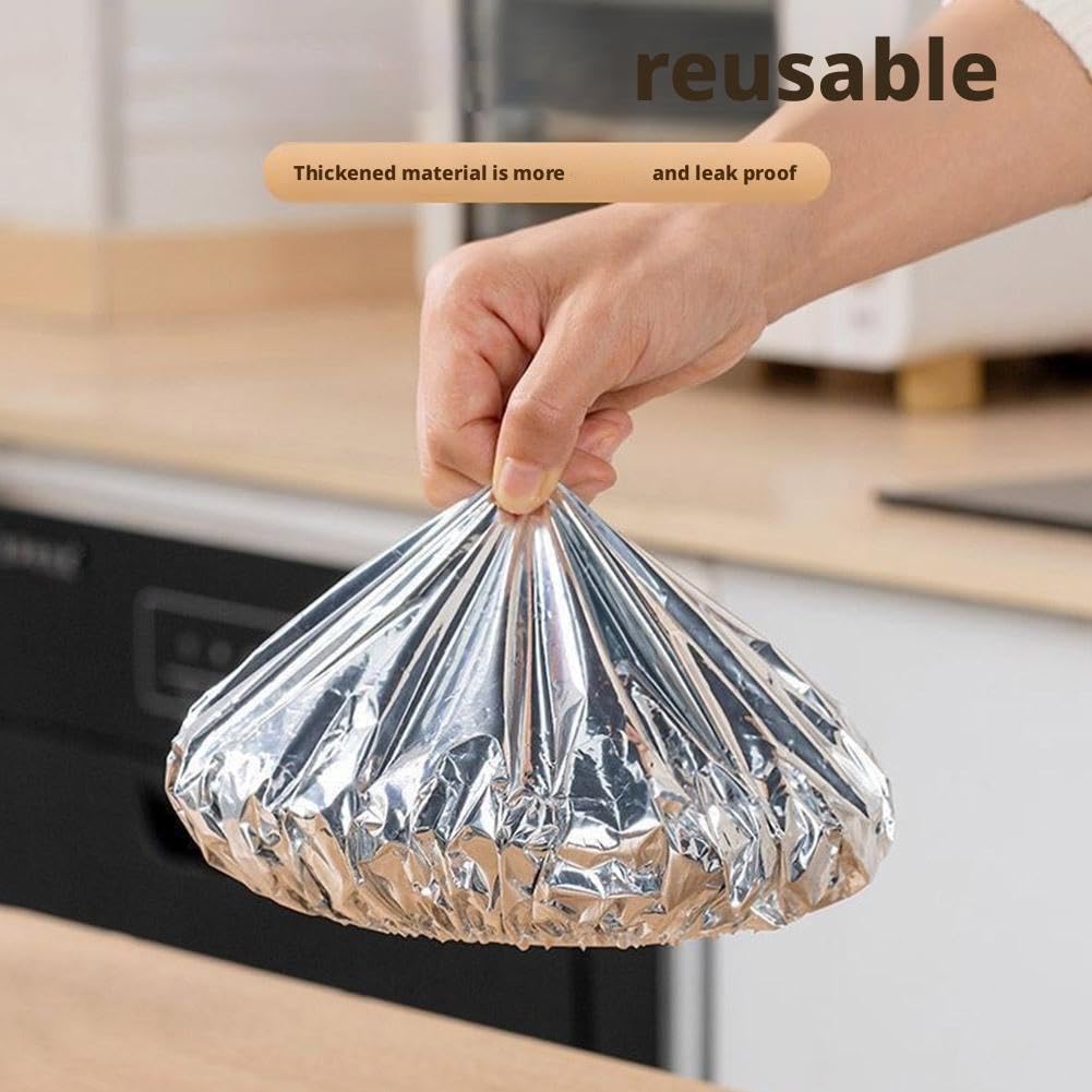 Coperchi per cibo riutilizzabili in lamina di alluminio, coperchi isolanti in lamina di alluminio addensata, pellicola isolante per conservazione degli alimenti freschi da cucina, coperchio elastico