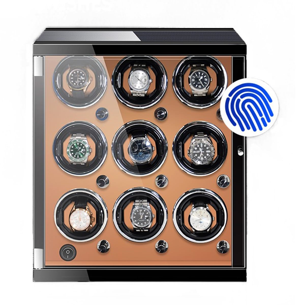 Caja de relojes automáticos con cuerda y pantalla táctil LCD 1