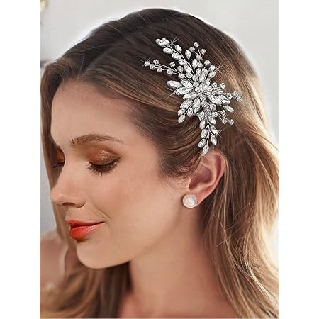 1 Pc Bride Hair Accessories Crystal Hair Comb Wedding Hair Jewelry Handmade Silver Hairpins