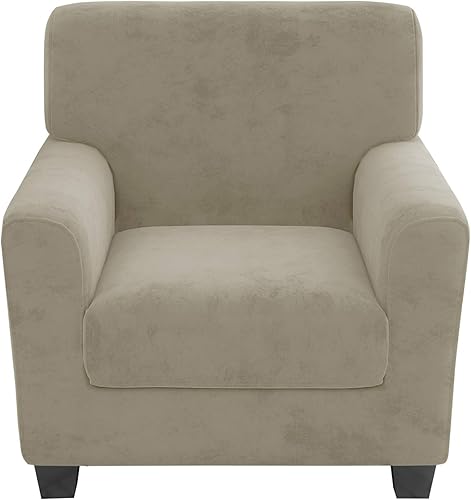 2 fundas de felpa de terciopelo para silla para sala de estar, súper elásticas, antideslizantes, con brazos, perros, mascotas, protector de muebles