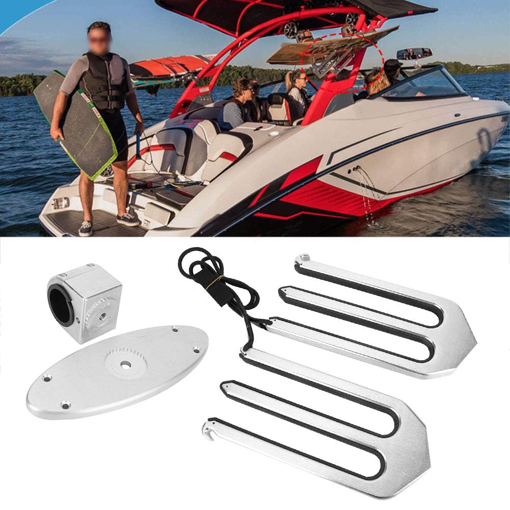 Aramox CNC Aluminium Wakeboard Fork Rack Wiredrawing Wakeboard Surfboard Fork Support Set Wakeboard Tower Rack Kneeboard Tower Rack Support de Bateau pour Bateau Yacht