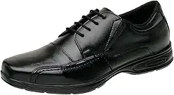 Sapato Confort Social Masculino Couro Ortopédico Preto de Amarrar 5070