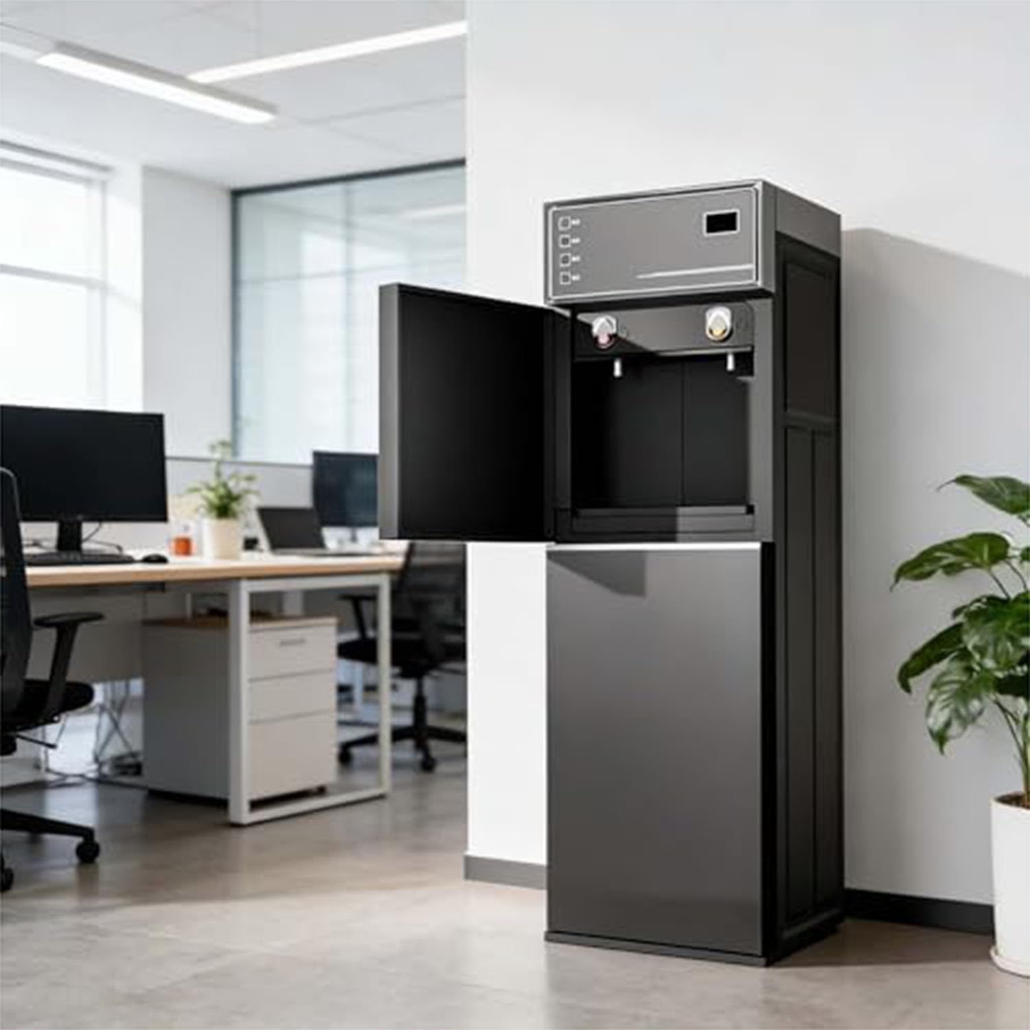 Distributeur d'eau Froide/Chaude sur Pied Fontaine à Boire Commercial 3 Températures Chauffage/Refroidissement Rapide pour Bureaux Maisons Appartements Hôtels,Gris,95.5x30CM