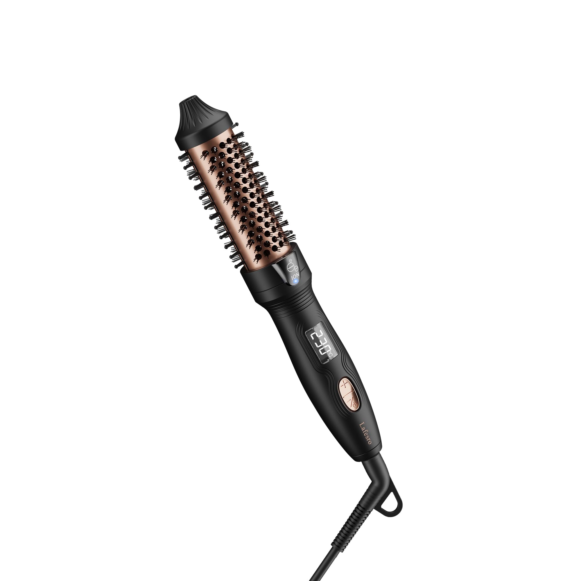 Thermal Brush, 27mm Brosse Thermique Brushing, MINI brosse chauffante, Fer à boucler ionique en tourmaline céramique pour cheveux courts à mi-longs, Température réglable, Double tension, Noir