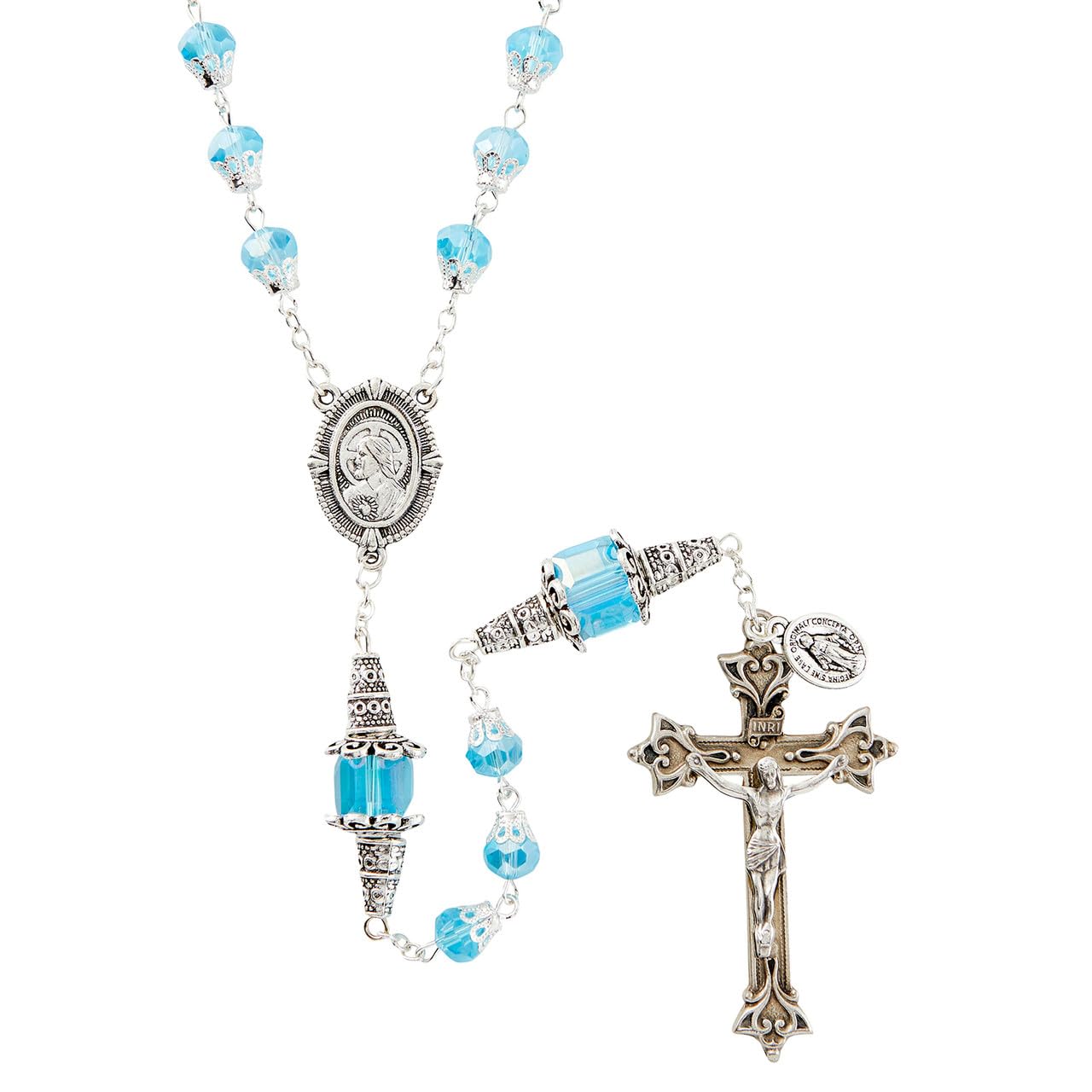 Christian Brands Aqua Duomo Di Milano Rosary, Antique Silver Plate