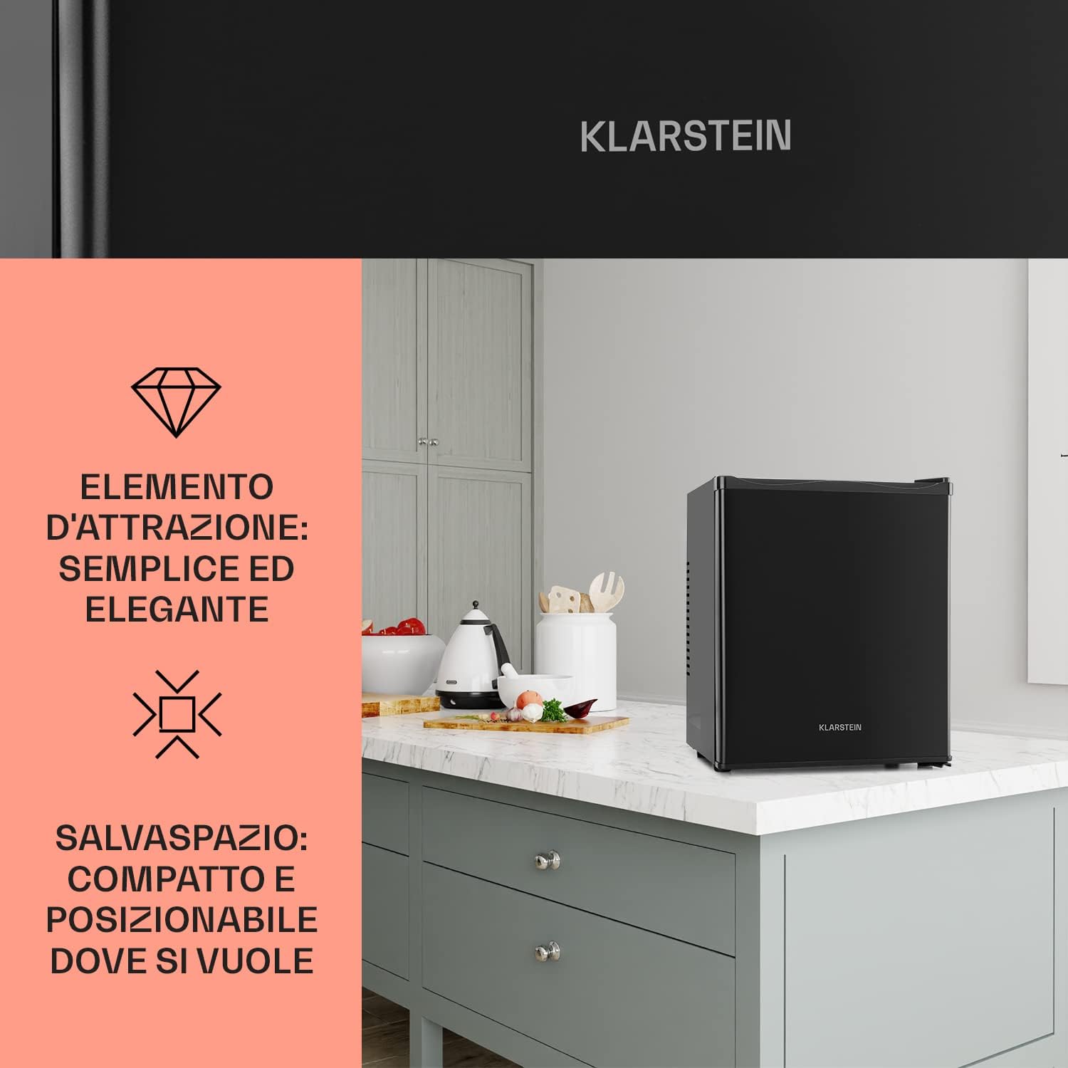 KLARSTEIN Mini Frigo da Camera, Frigo Portatile da Camera, Frigorifero Piccolo da Ufficio, Mini Frigo Bar da Camera con LED, Ripiani Rimovibili, Mini Frigo Portatile Campeggio e Skin Care 5-15°C, 23L KLARSTEIN Mini Frigo da Camera, Frigo Portatile da Camera, Frigorifero Piccolo da Ufficio, Mini Frigo Bar da Camera con LED, Ripiani Rimovibili, Mini Frigo Portatile Campeggio e Skin Care 5-15°C, 23L