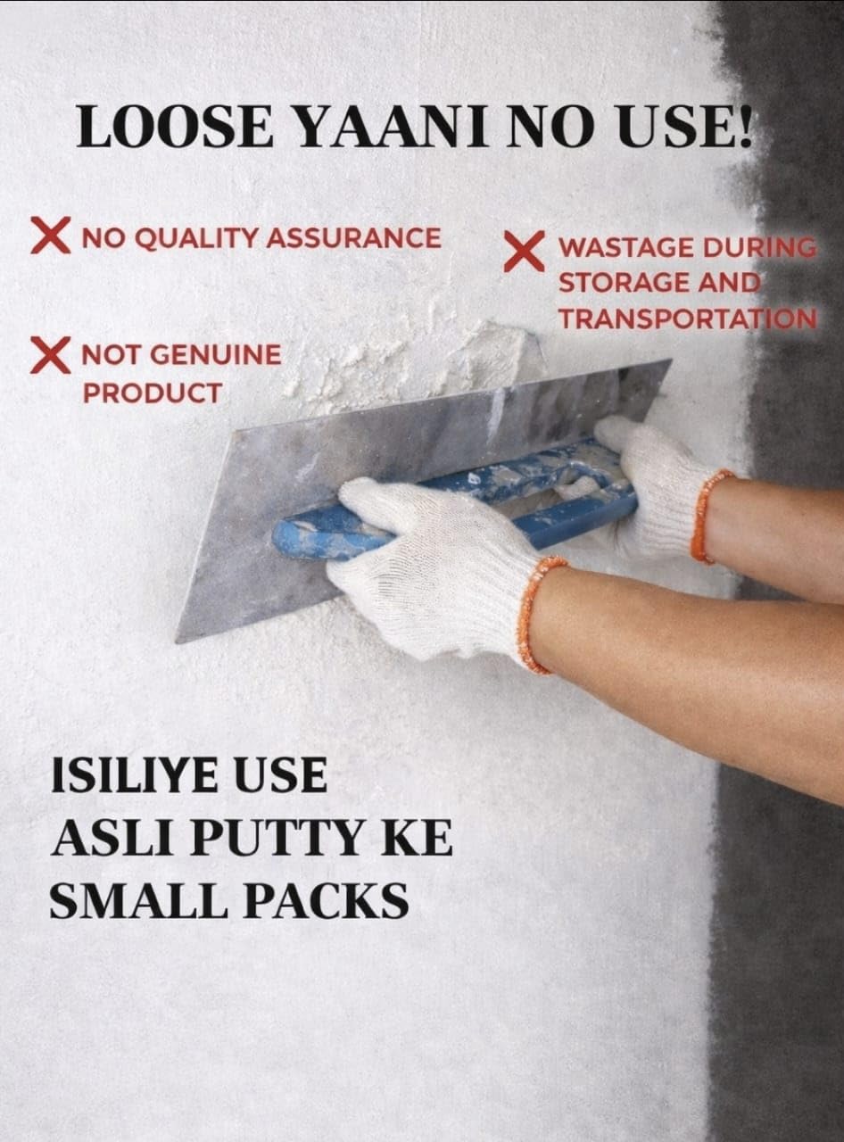 White WallCare Putty | White Cement Based Wall Putty for Interior & Exterior Walls | Smooth Finish, Water Resistant | Paint Base Putty (1KG) 2