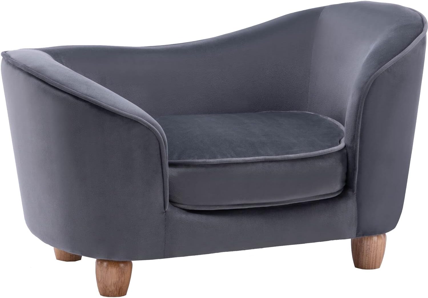 Critter Sitters 28-In. Faux-Velvet Gray Oval Pet Bed for Small-Sized Dogs and Cats, Stylish and Modern Dog Sofa, Comfortable and Easy to Clean Pet Sofa, Cushioned Small Dog Bed Dark Gray 15.0"L x 28.0"W x 16.0"Th