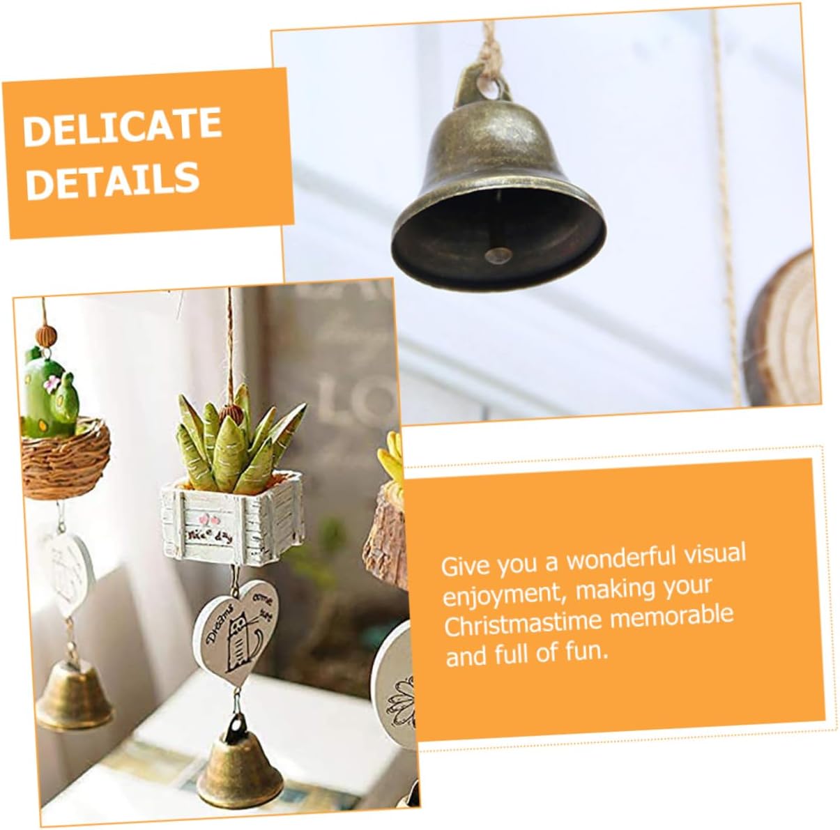 Amosfun 48pcs Christmas Bell Pendants Decorative Bells for Tree Ornaments DIY Craft Party Wedding Engagement