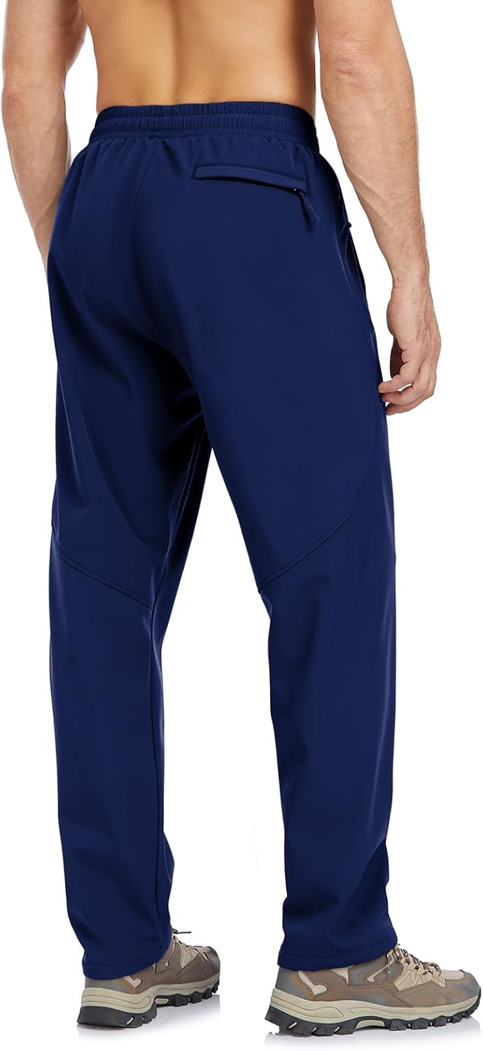 Men's Fleece Lined Pants Winter Athletic Workout Running Sweatpants Zipper Pockets Water Resistant Warm Joggers - Image 3