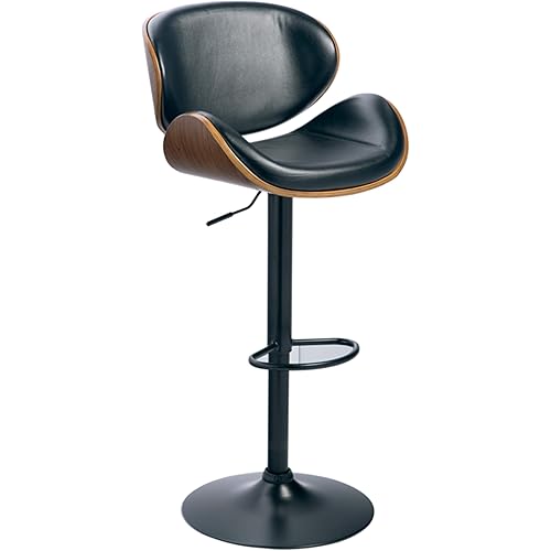 Signature Design by Ashley Bellatier Mid-Century Modern Adjustable Height Curved Bar Stool, Brown & Black