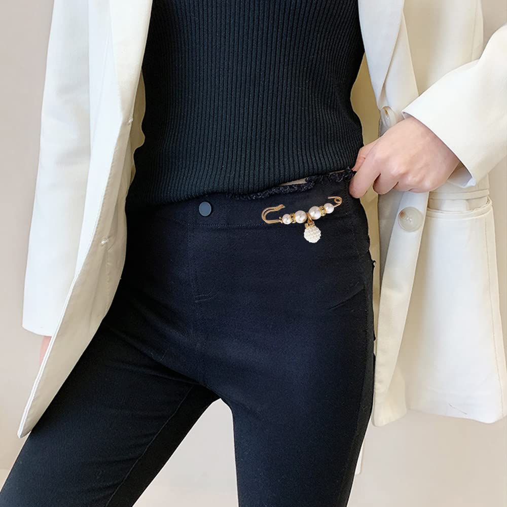 Broche de Perlas 4 Piezas Broche de Mujer Imitación Imperdibles para Suéteres Camisas