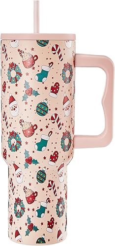 TaroKitc 40 oz Christmas Tumbler with Handle and Straw, Xmas